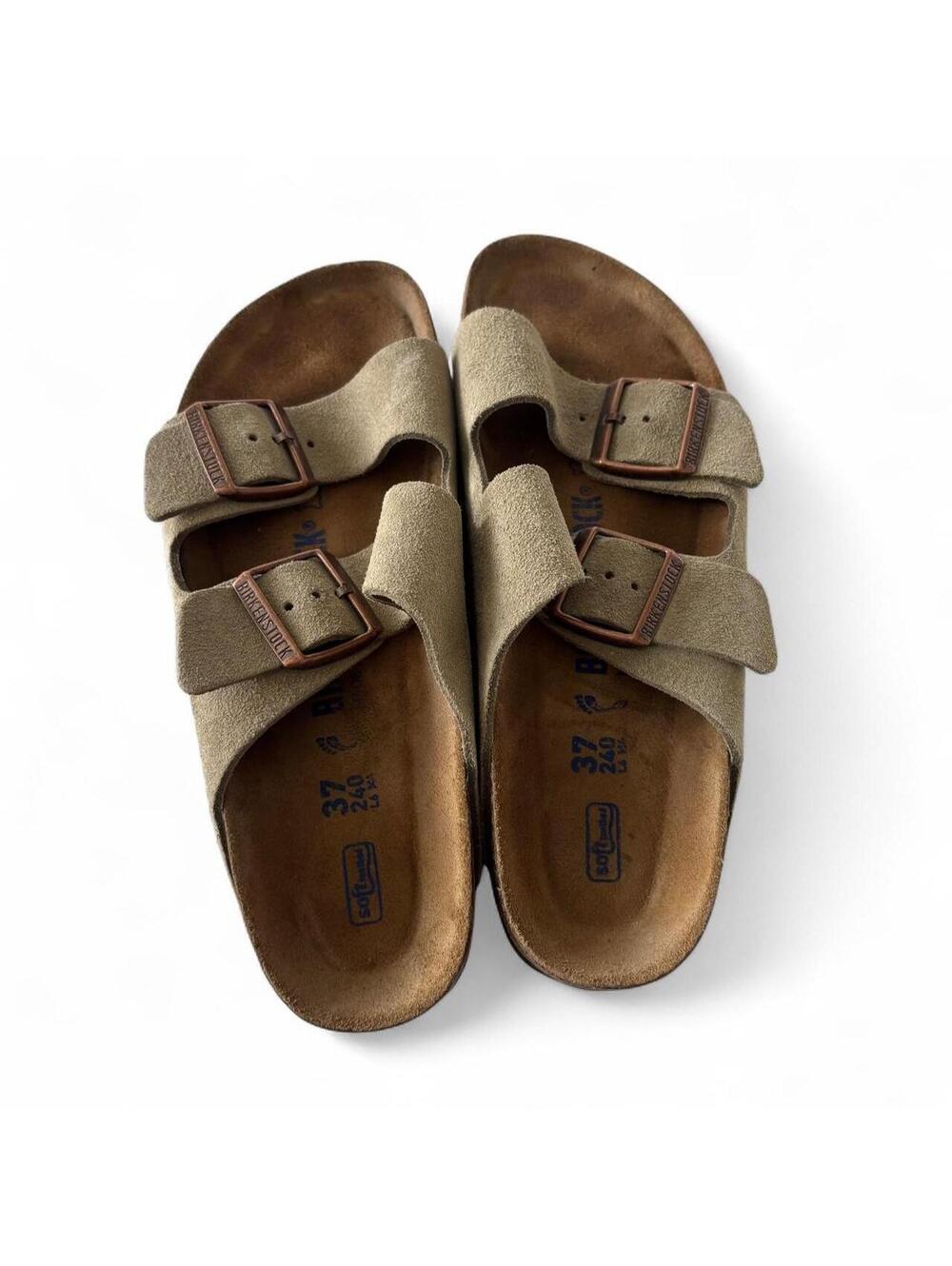 Birkenstock Arizona Soft Footbed Taupe Suede Sandals Women 6-6.5 EU 37 Regular
